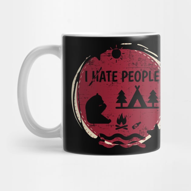 Camping Hiking I Hate People I Eat People Funny Bear T shirt by sheepmerch